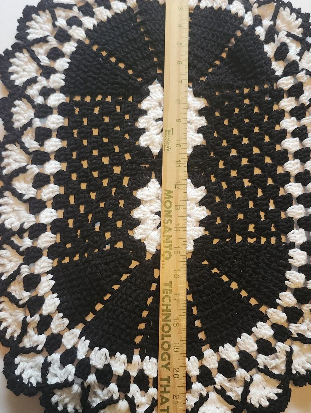 Handmade Crocheted Oval Doily - Black & White